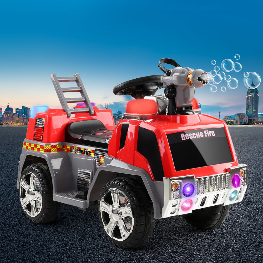 Rigo 6V Kids Electric Ride-On Fire Truck – Red Firefighting Toy Car with Siren & Lights
