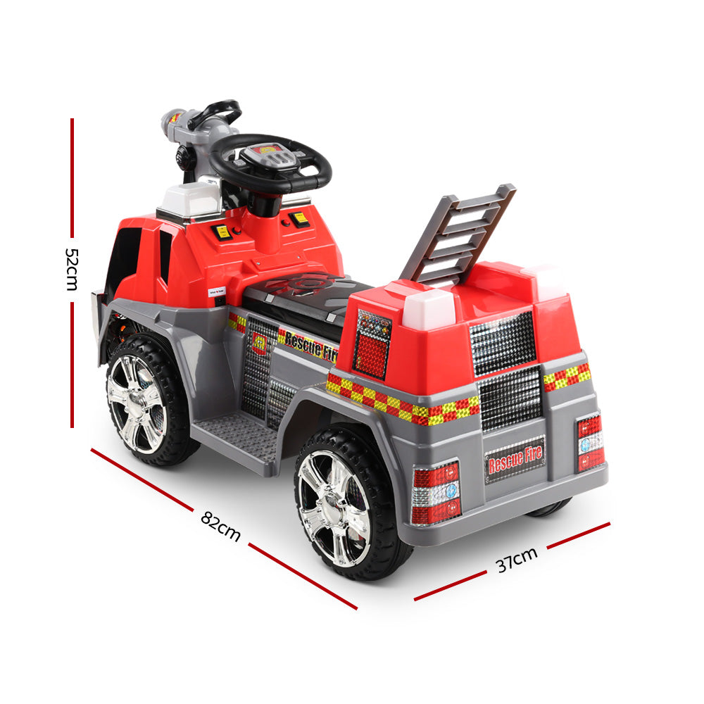 Rigo 6V Kids Electric Ride-On Fire Truck – Red Firefighting Toy Car with Siren & Lights