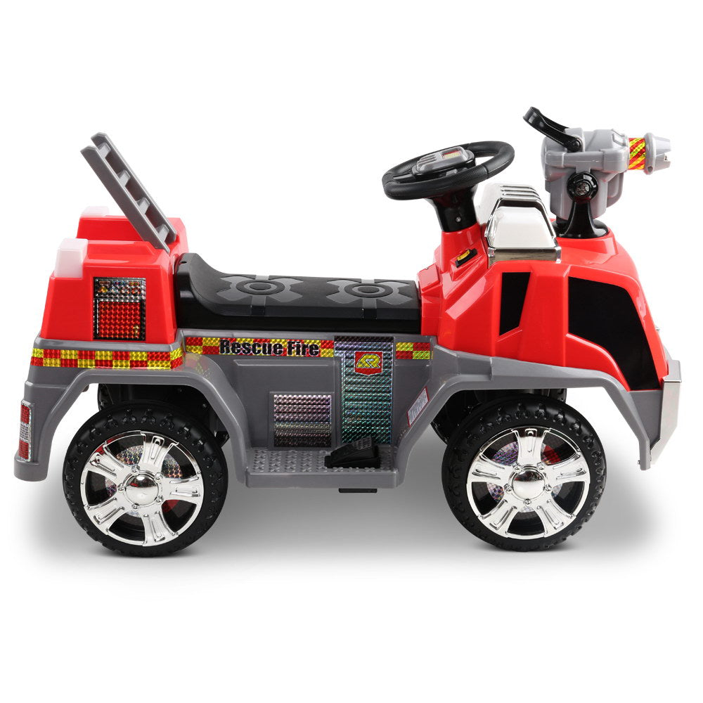 Rigo 6V Kids Electric Ride-On Fire Truck – Red Firefighting Toy Car with Siren & Lights