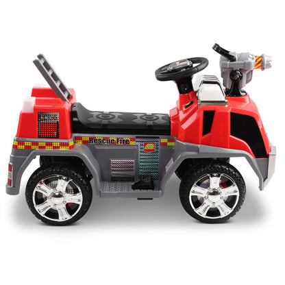 Rigo 6V Kids Electric Ride-On Fire Truck – Red Firefighting Toy Car with Siren & Lights