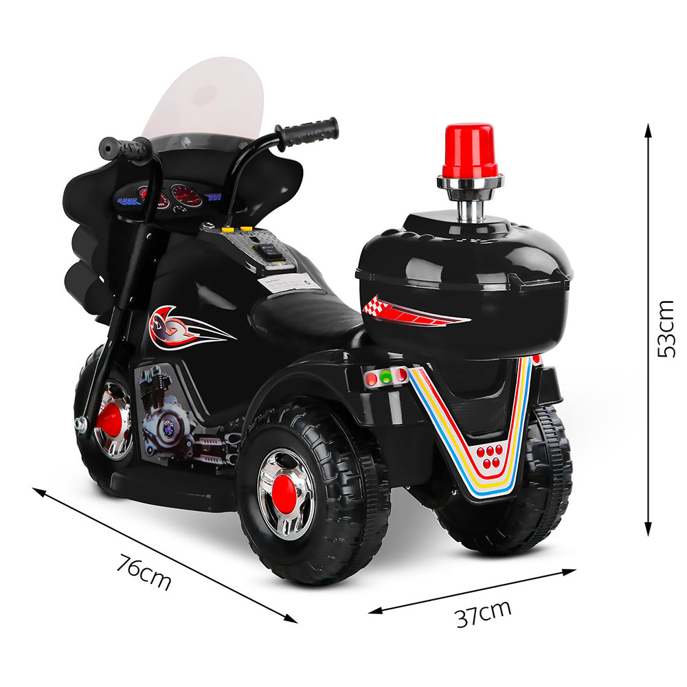 Rigo 6V Kids Electric Police Motorcycle – Black Ride-On Motorbike with Sirens & Lights