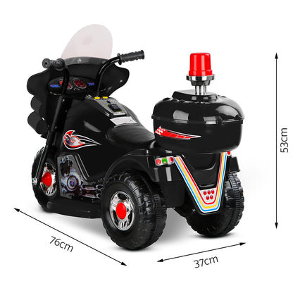 Rigo 6V Kids Electric Police Motorcycle – Black Ride-On Motorbike with Sirens & Lights