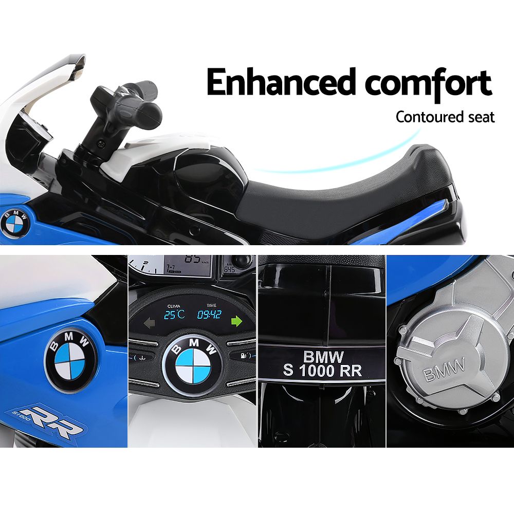 BMW S1000RR Licensed Kids Electric Police Motorcycle – Blue Ride-On Motorbike