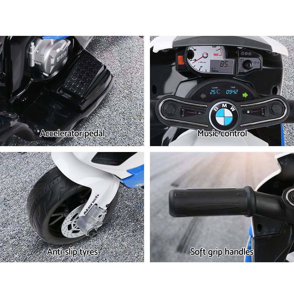 BMW S1000RR Licensed Kids Electric Police Motorcycle – Blue Ride-On Motorbike