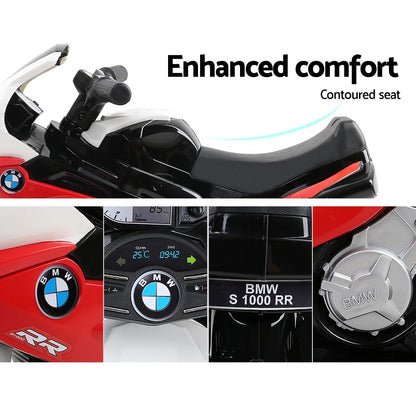 BMW S1000RR Licensed 12V Kids Ride-On Police Motorcycle – Red Electric Motorbike