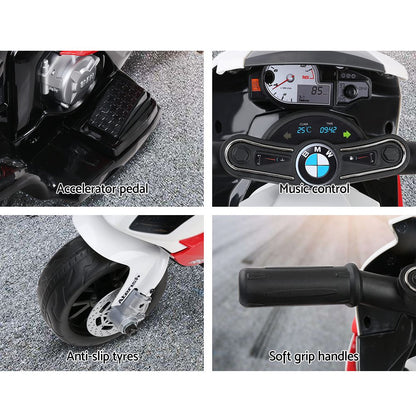 BMW S1000RR Licensed 12V Kids Ride-On Police Motorcycle – Red Electric Motorbike