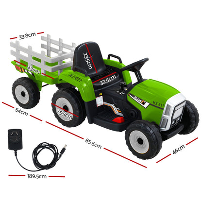 Rigo 12V Kids Electric Ride-On Tractor – Green Toy Car with Remote Control