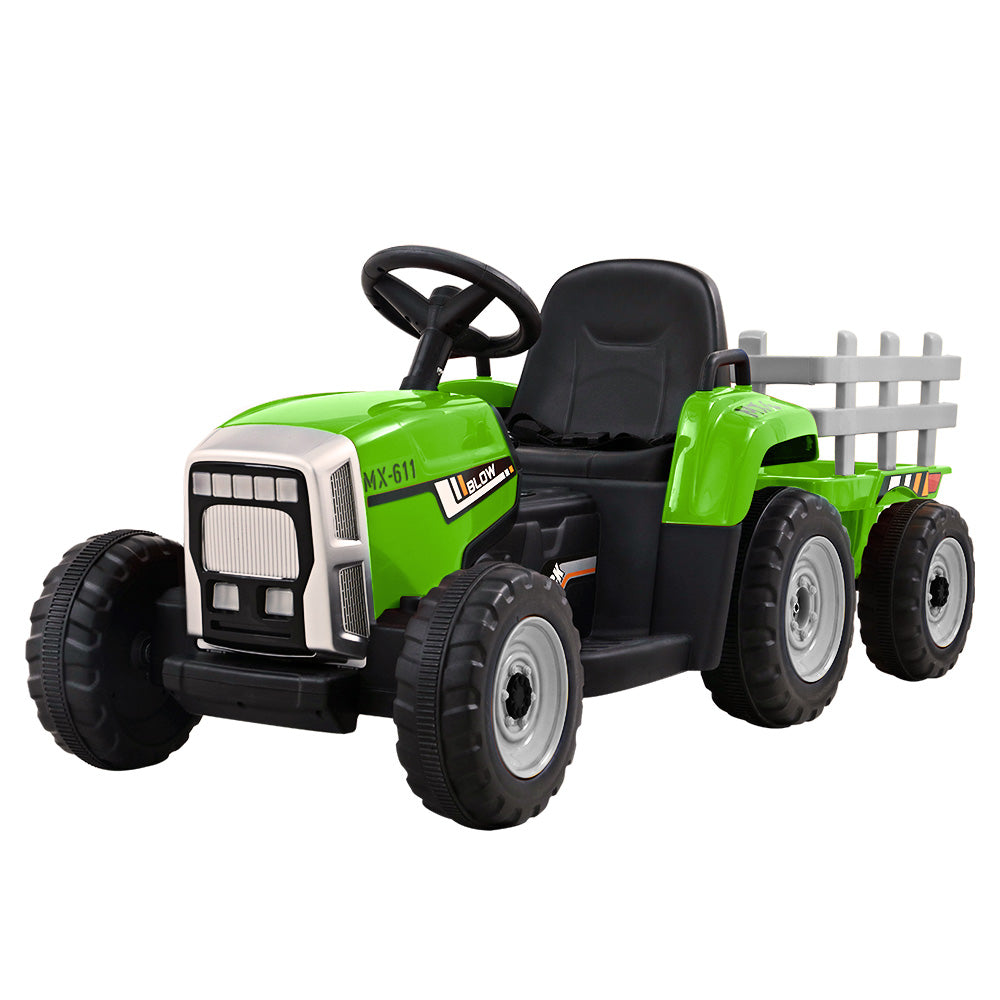 Rigo 12V Kids Electric Ride-On Tractor – Green Toy Car with Remote Control