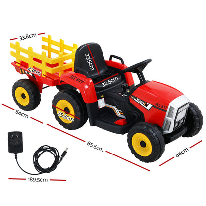 Rigo 12V Kids Electric Ride-On Tractor – Red Toy Car with Remote Control