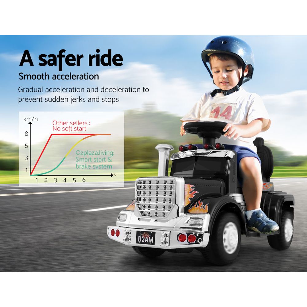 Rigo 6V Kids Electric Ride-On Motorcycle – Black Truck-Style Motorbike Toy