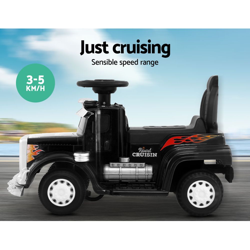 Rigo 6V Kids Electric Ride-On Motorcycle – Black Truck-Style Motorbike Toy