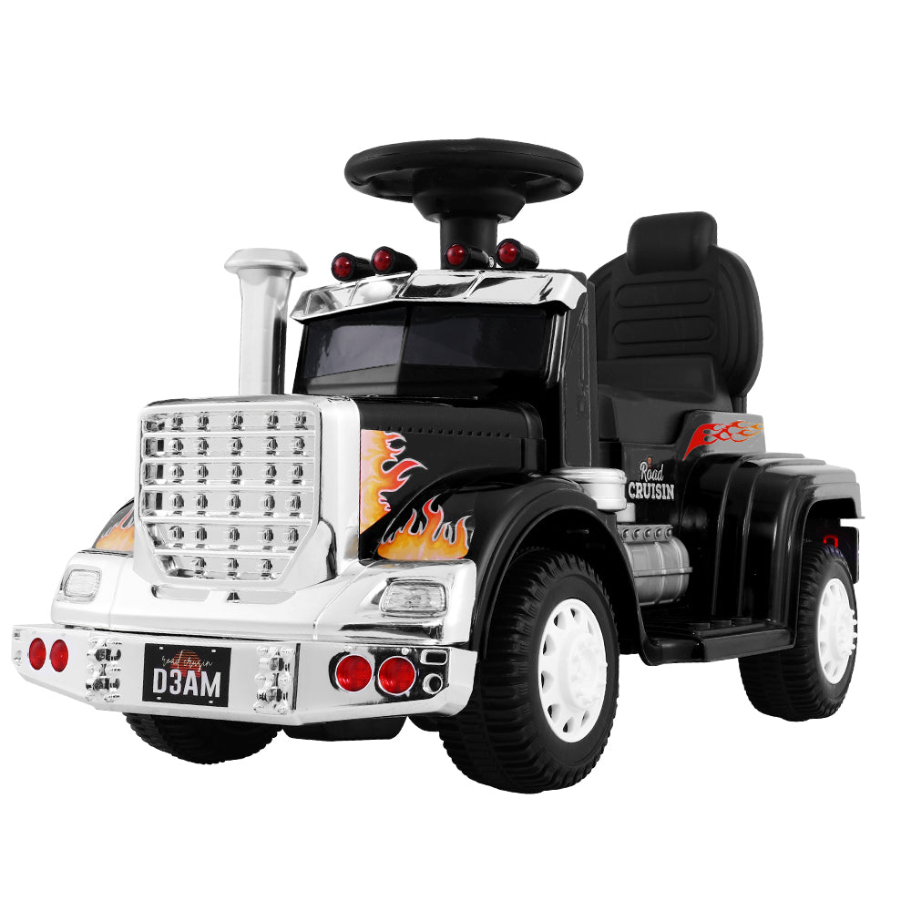 Rigo 6V Kids Electric Ride-On Motorcycle – Black Truck-Style Motorbike Toy