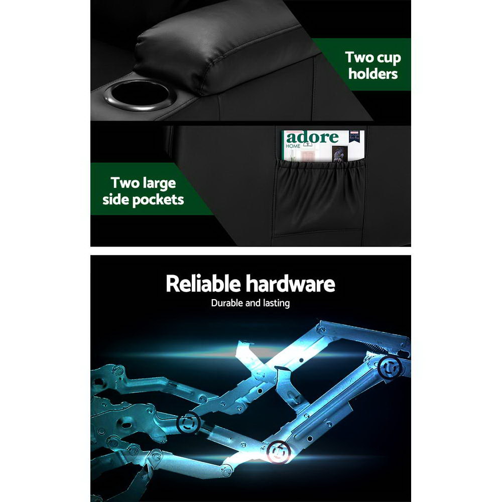 Braneit™ Recliner Chair Electric Heated Massage Chairs Faux Leather Cabin