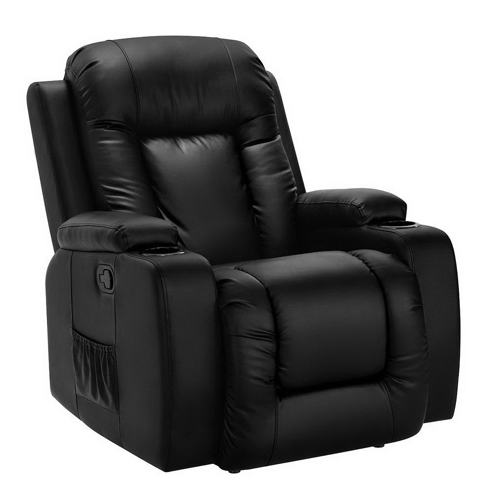 Braneit™ Recliner Chair Electric Heated Massage Chairs Faux Leather Cabin