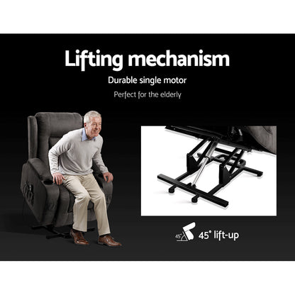 Braneit™ Recliner Chair Lift Assist Heated Massage Chair Velvet Rukwa