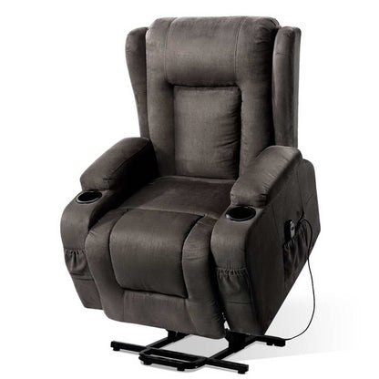 Braneit™ Recliner Chair Lift Assist Heated Massage Chair Velvet Rukwa