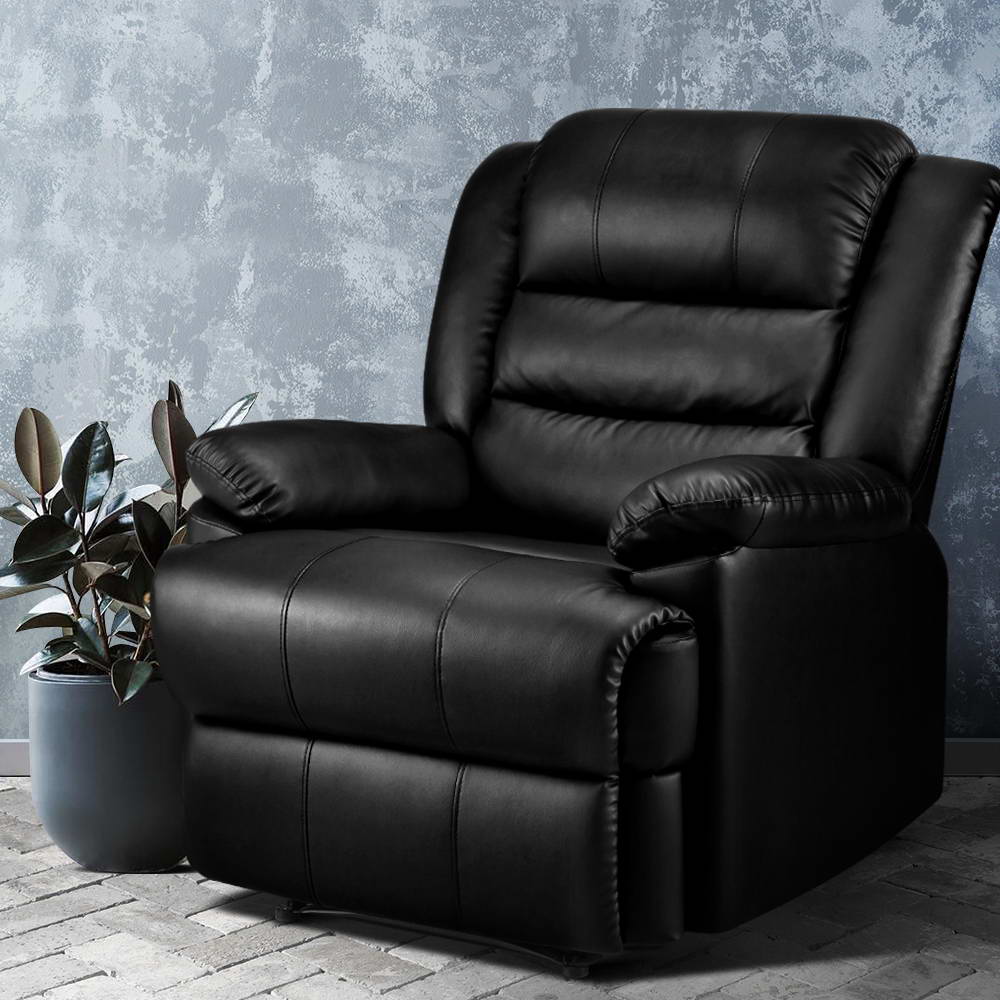 Braneit™ Recliner Chair Leather Black Cissy