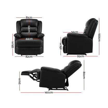 Braneit™ Recliner Chair Leather Black Cissy