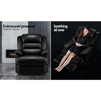 Braneit™ Recliner Chair Leather Black Cissy