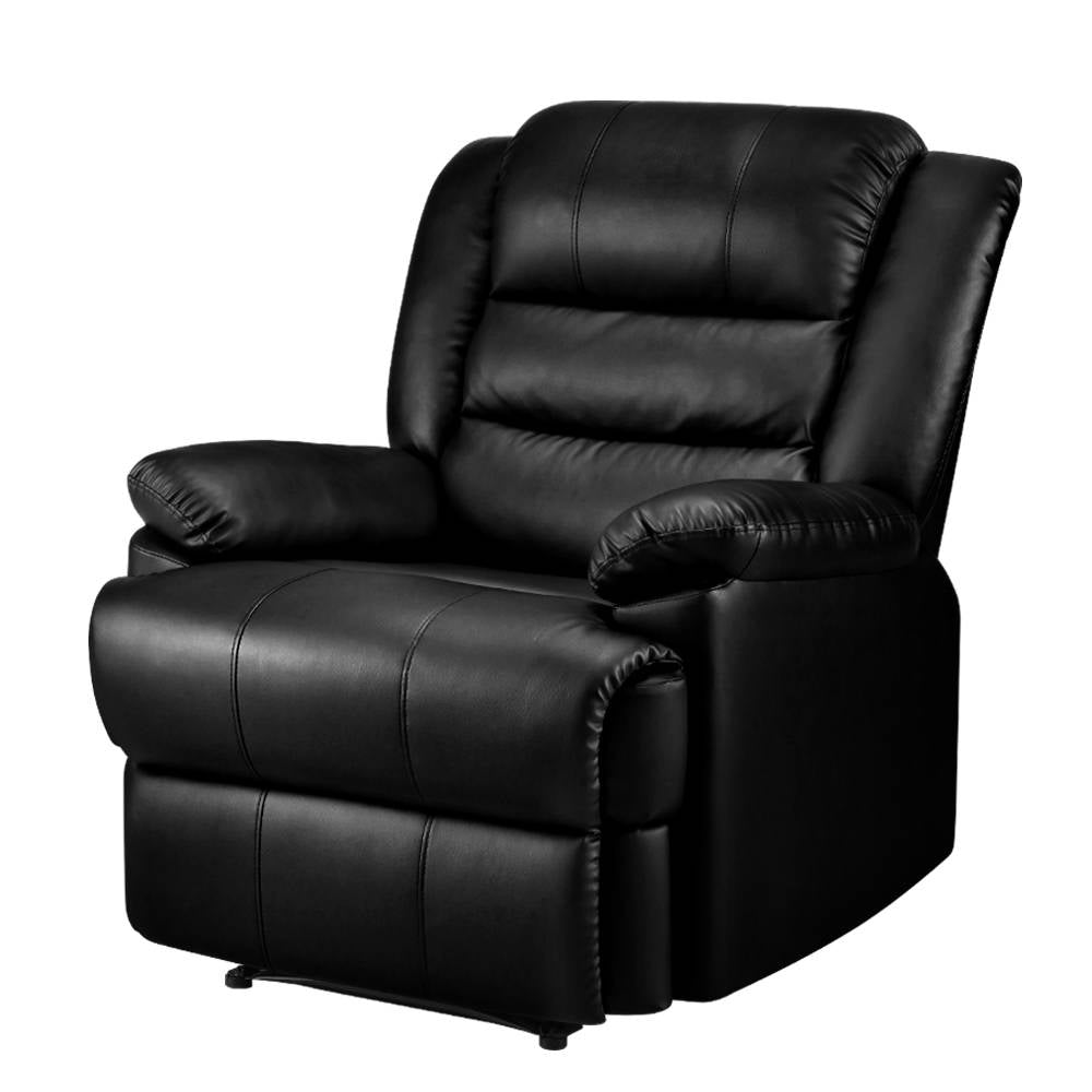 Braneit™ Recliner Chair Leather Black Cissy
