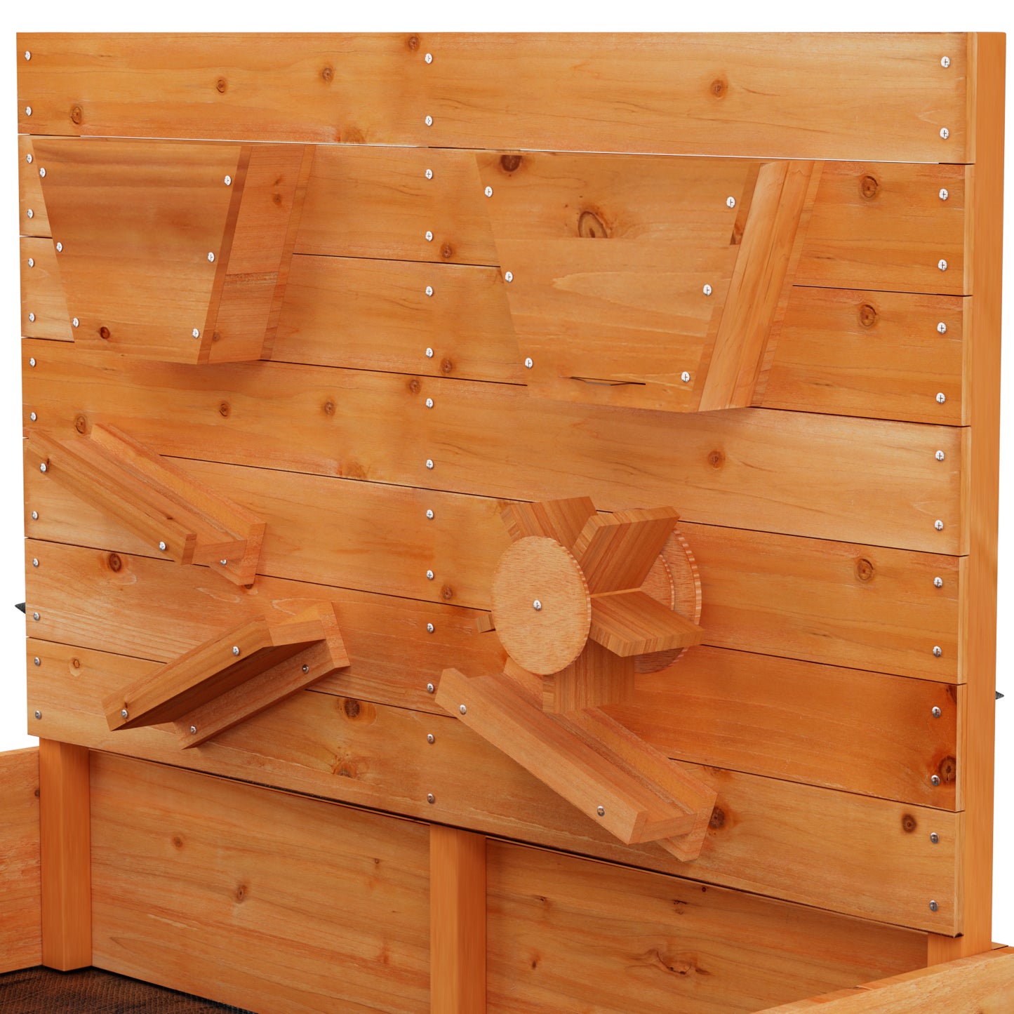 Keezi 120cm Kids Wooden Sandpit – Outdoor Sandbox with Cover & Funnel