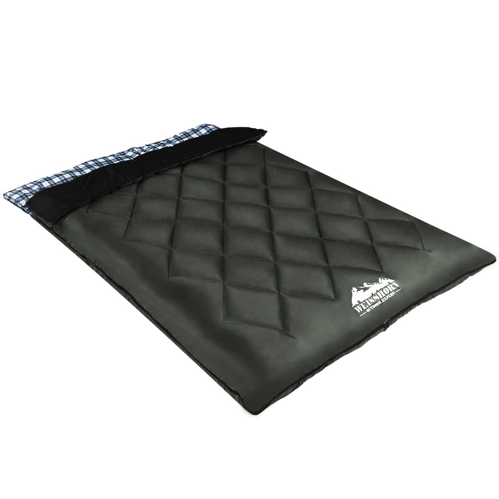 Weisshorn Double Sleeping Bag -10°C with Pillows – Thermal Camping & Hiking Sack (Grey)