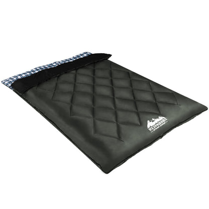 Weisshorn Double Sleeping Bag -10°C with Pillows – Thermal Camping & Hiking Sack (Grey)
