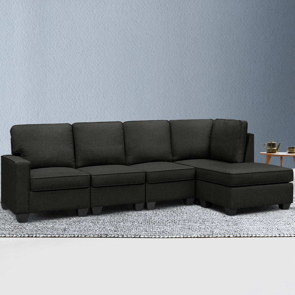 Braneit™ Modular Sofa Chaise Set 5-seater Dark Grey