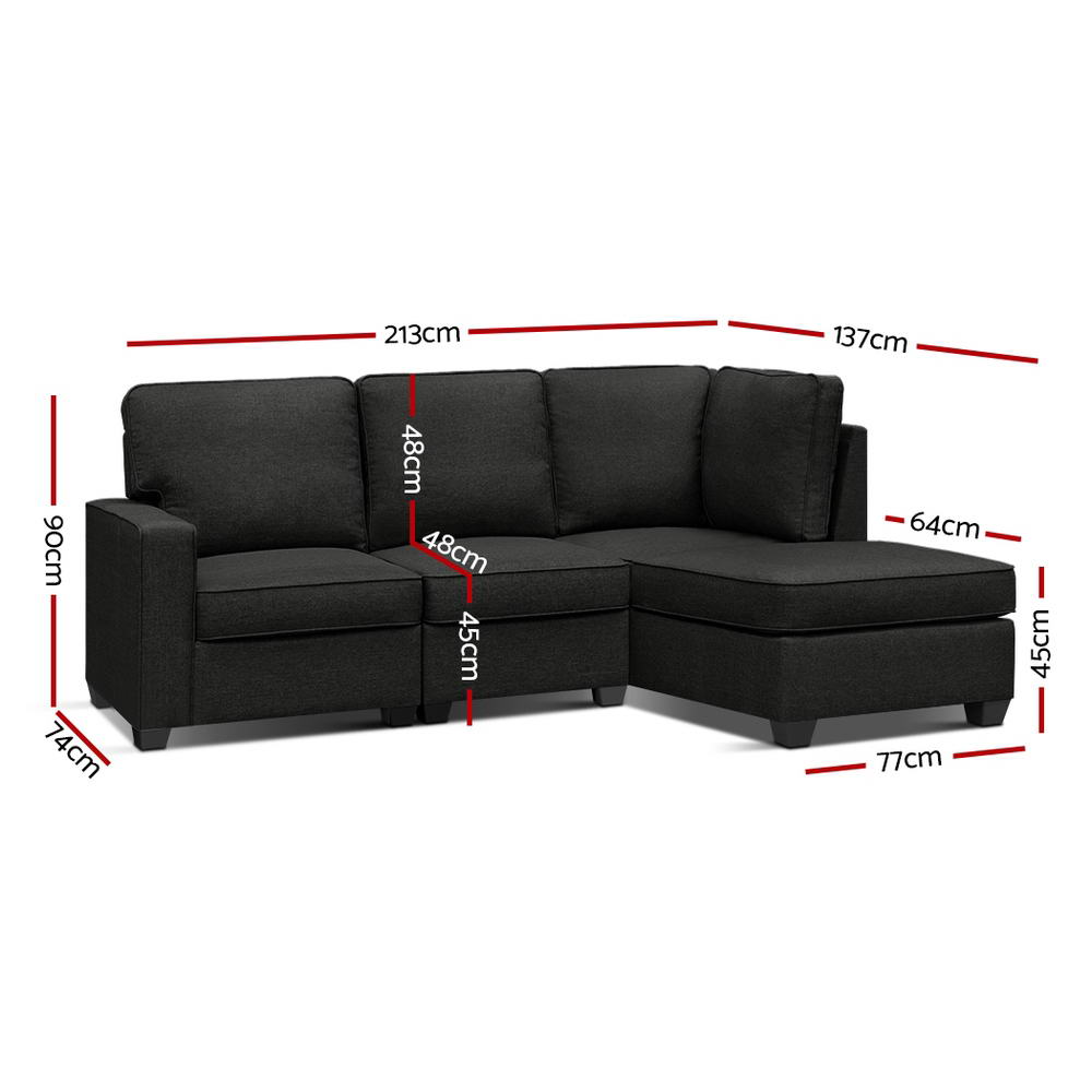 Braneit™ Modular Sofa Chaise Set 4-seater Dark Grey