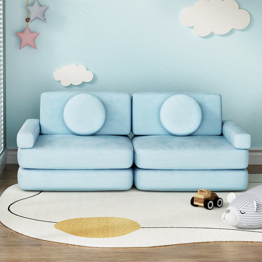 Braneit™ Sofa Bed 2 Seater Couch Kid Play DIY Modular Lounge Chaise Suite Velvet