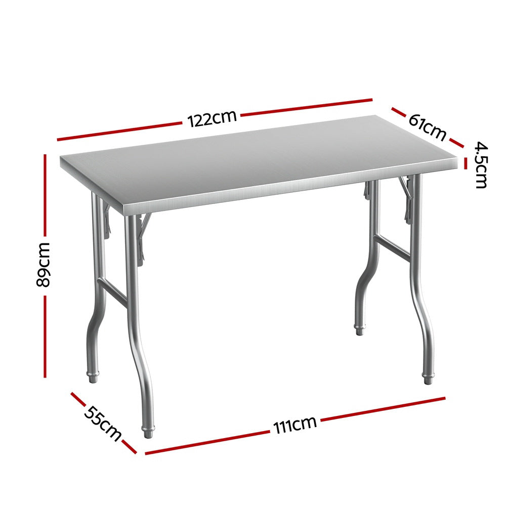 Cefito Stainless Steel Kitchen Work Bench – Foldable Food Prep Table 430 Grade