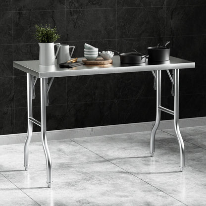 Cefito Stainless Steel Kitchen Work Bench – Foldable Food Prep Table 430 Grade