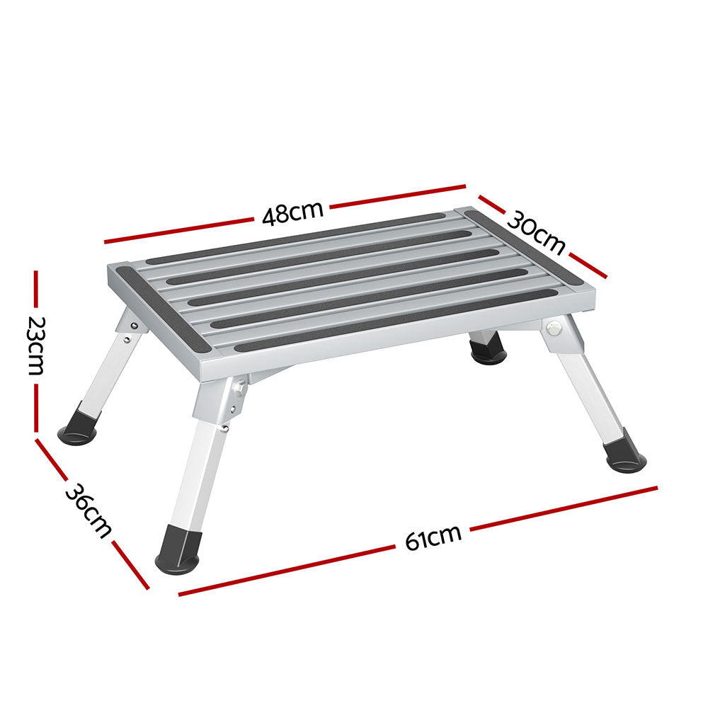 Weisshorn Caravan Folding Step Aluminium Ladder Stool Anti-Slip Portable
