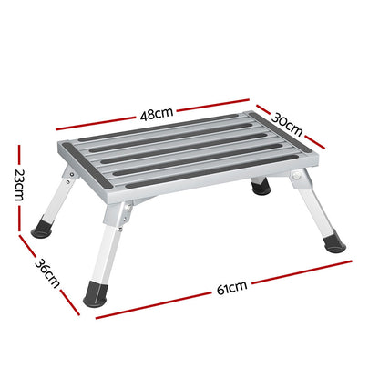 Weisshorn Caravan Folding Step Aluminium Ladder Stool Anti-Slip Portable