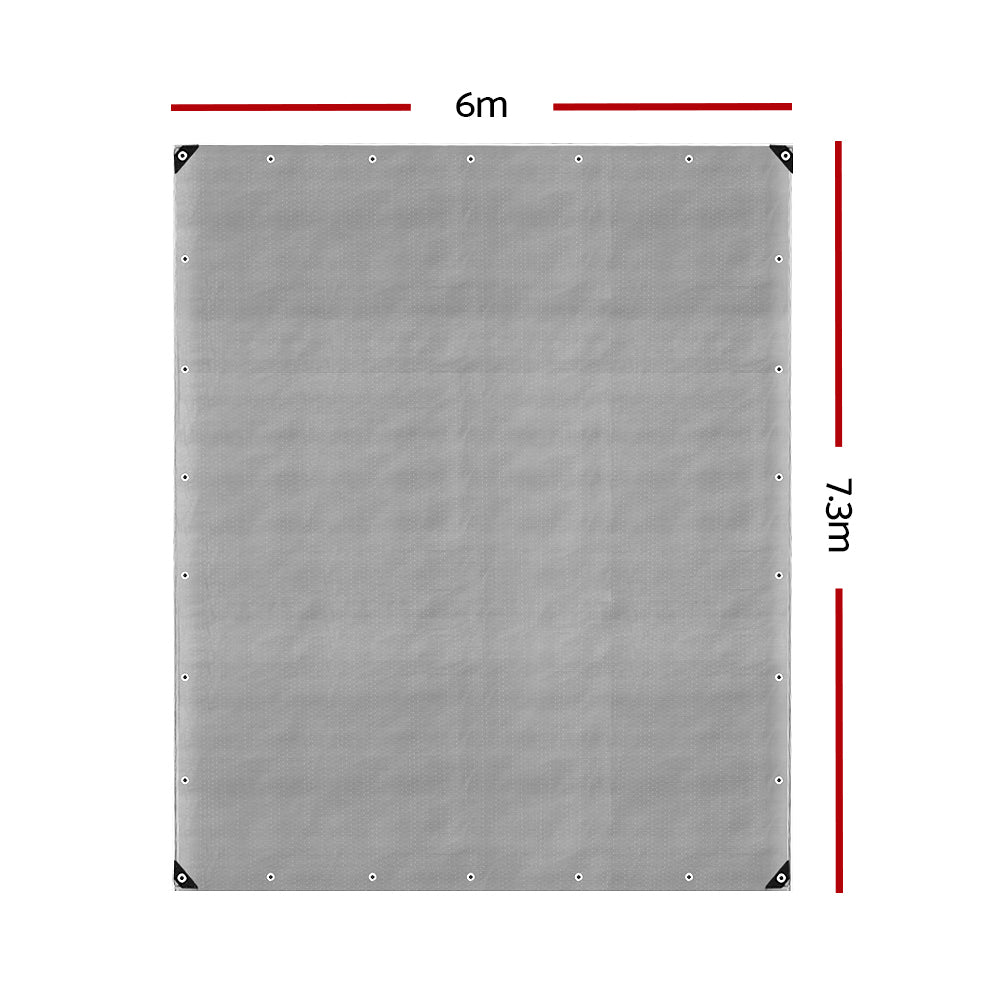 Instahut 6x7.3m Heavy Duty Canvas Tarp Camping Tarpaulin Sun Shade Cover