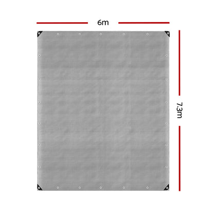 Instahut 6x7.3m Heavy Duty Canvas Tarp Camping Tarpaulin Sun Shade Cover