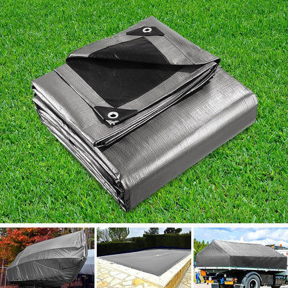 Instahut 6x7.3m Heavy Duty Canvas Tarp Camping Tarpaulin Sun Shade Cover
