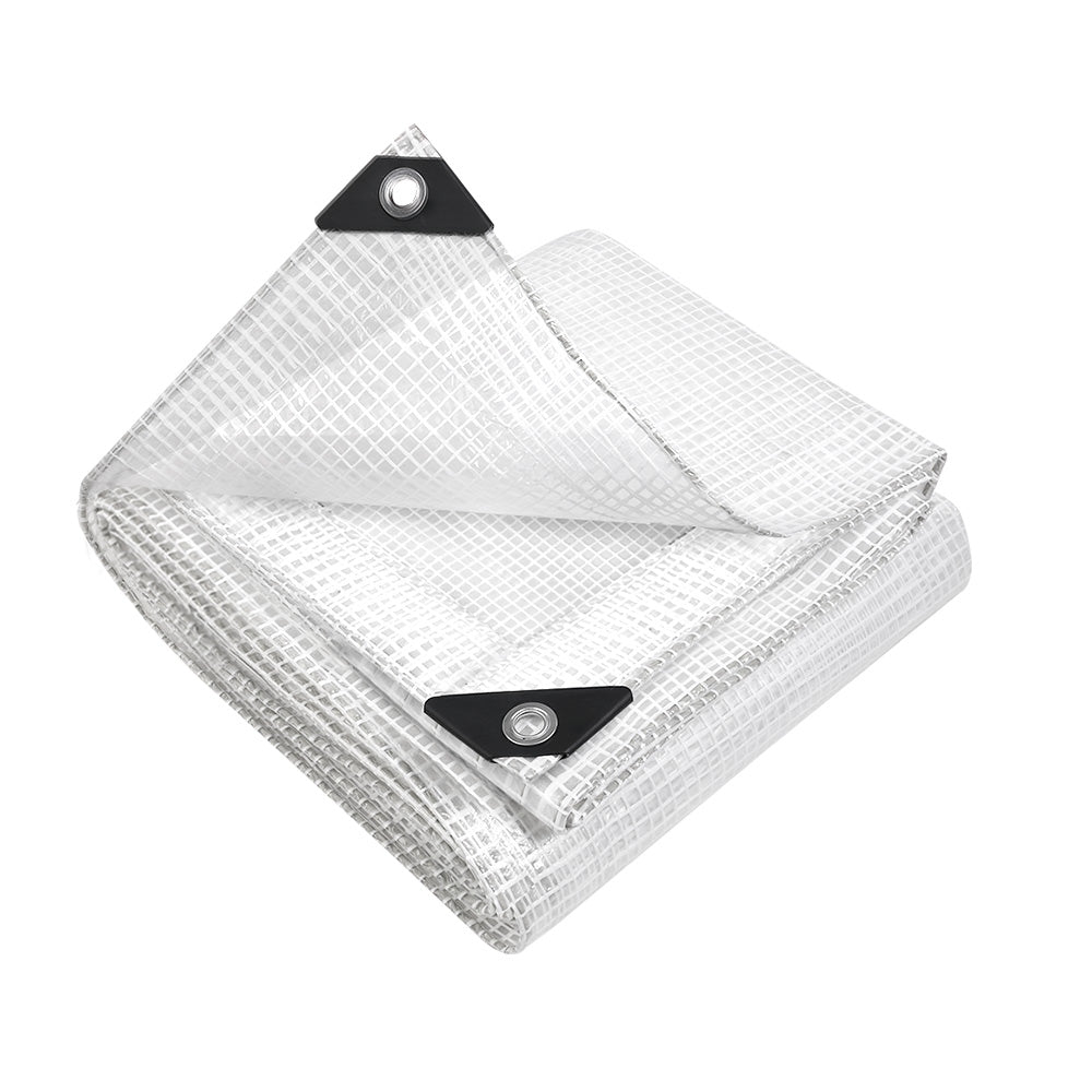 Instahut 9x12m Heavy Duty Canvas Tarp Clear Camping Tarpaulin Waterproof Cover