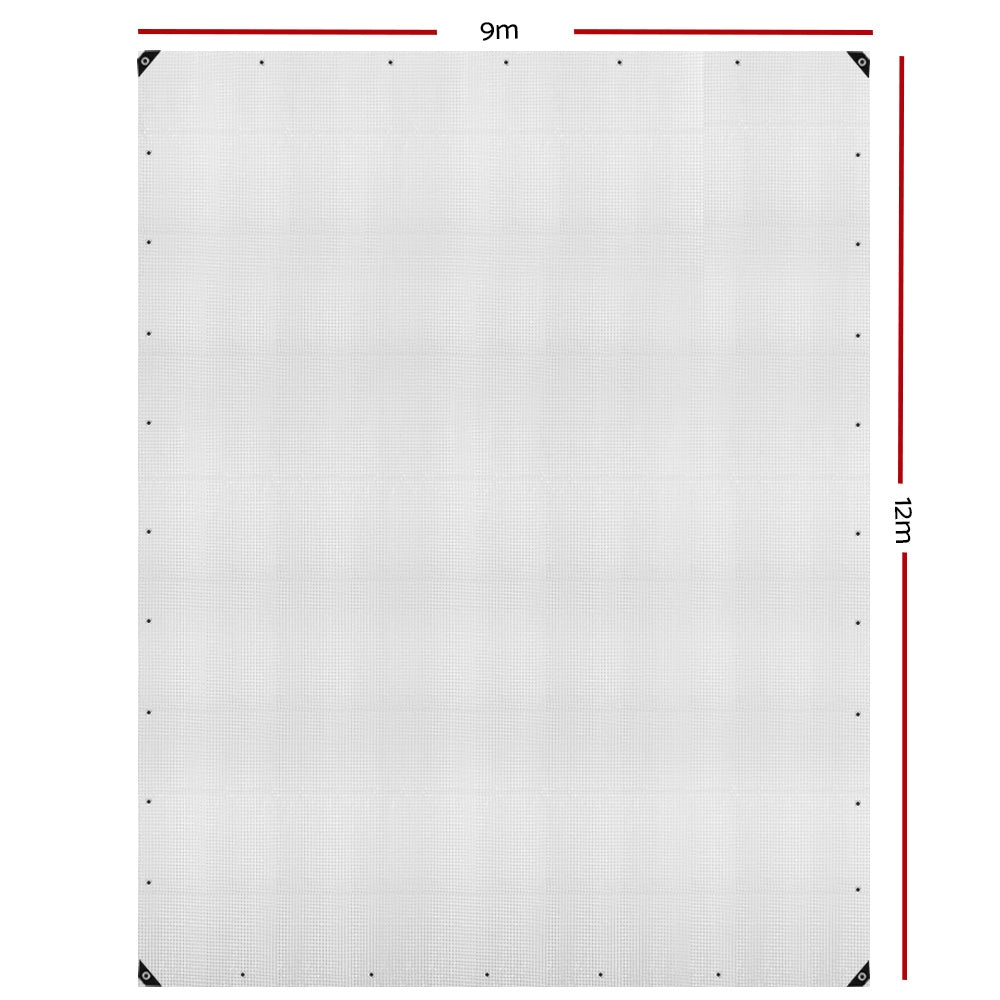 Instahut 9x12m Heavy Duty Canvas Tarp Clear Camping Tarpaulin Waterproof Cover
