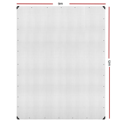 Instahut 9x12m Heavy Duty Canvas Tarp Clear Camping Tarpaulin Waterproof Cover