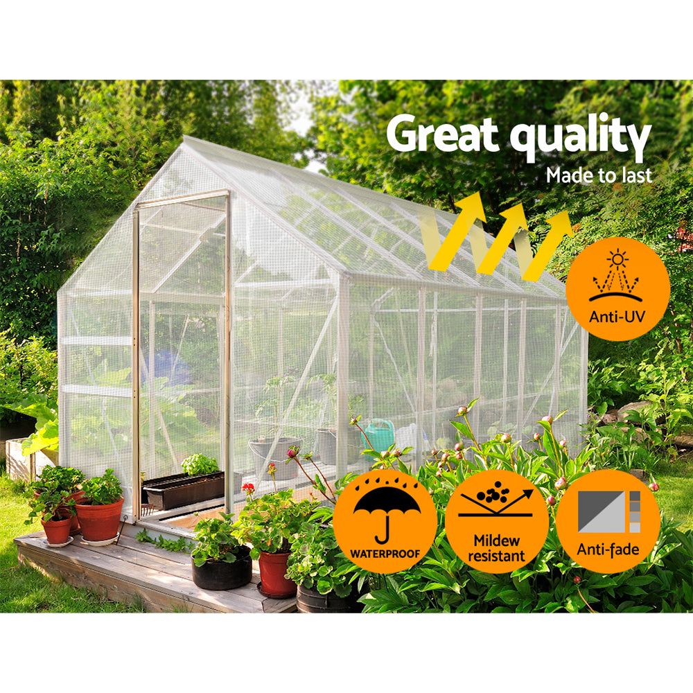 Instahut 9x12m Heavy Duty Canvas Tarp Clear Camping Tarpaulin Waterproof Cover