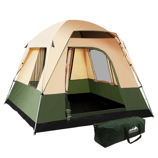 Weisshorn 4-Person Family Camping Tent – Green Dome for Hiking, Beach & Outdoor