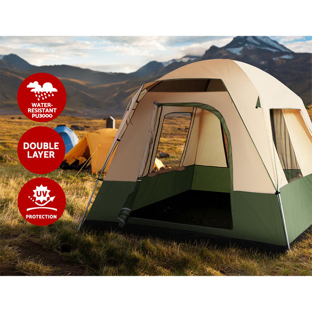 Weisshorn 4-Person Family Camping Tent – Green Dome for Hiking, Beach & Outdoor