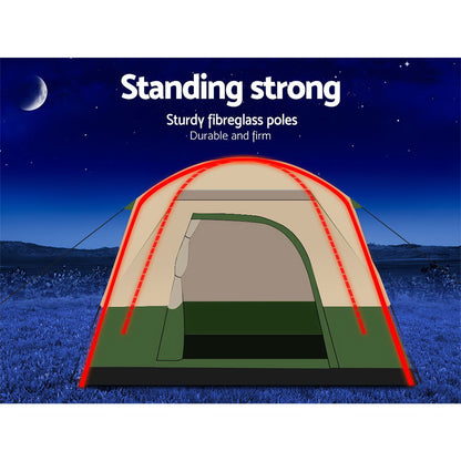 Weisshorn 4-Person Family Camping Tent – Green Dome for Hiking, Beach & Outdoor