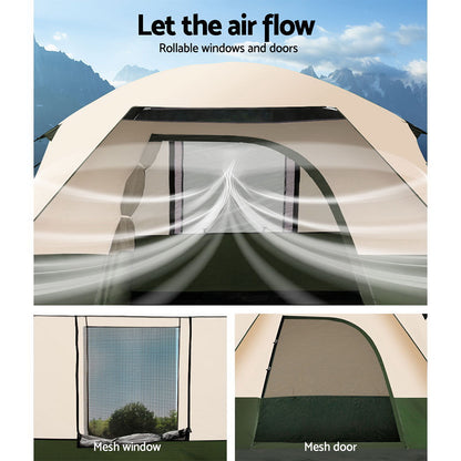 Weisshorn 4-Person Family Camping Tent – Green Dome for Hiking, Beach & Outdoor