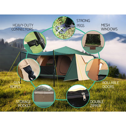 Weisshorn 8-Person Instant Up Camping Tent – Pop-Up Family Hiking Dome Shelter
