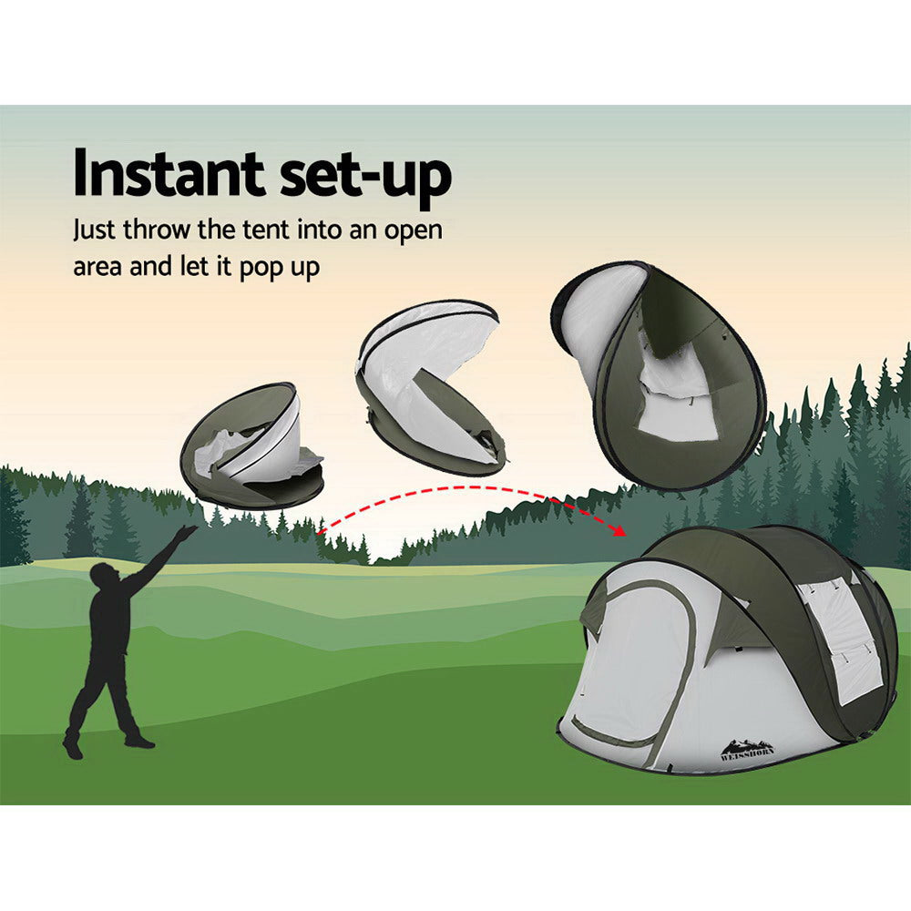 Weisshorn 4-5 Person Instant Up Camping Tent – Pop-Up Dome for Family, Beach & Hiking