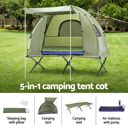 Weisshorn 5-in-1 Camping Tent Cot – 1-Person Bed with Air Mattress & Sleeping Bag