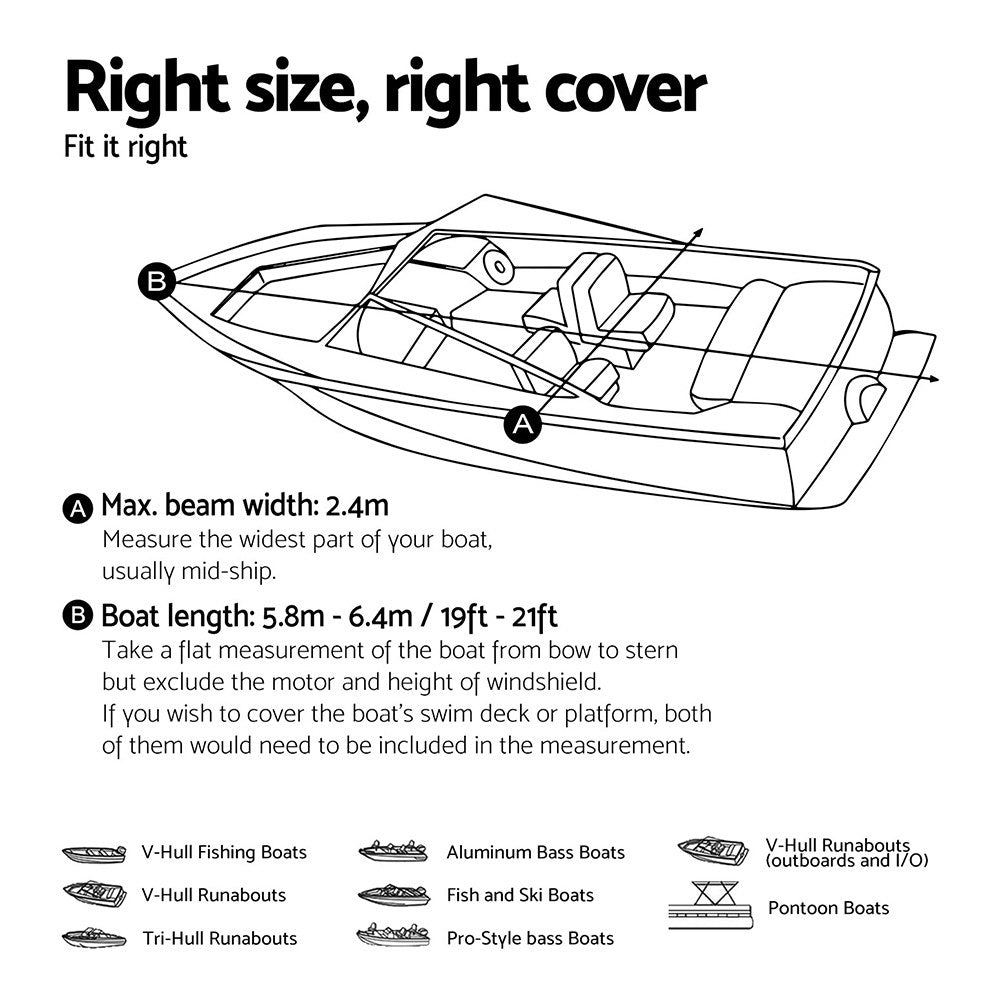 Seamanship 19–21ft Heavy Duty Trailerable Boat Cover – 600D Marine Grade Black