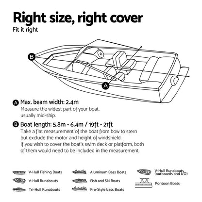 Seamanship 19–21ft Heavy Duty Trailerable Boat Cover – 600D Marine Grade Black